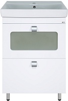 Misty Тумба с раковиной Урал 60 2 ящика белая